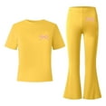 thumbnail image 5 of Glisme Girls Outfit Casual Flare Pants Outfits Two Piece Set Comfy Daily Wear Toddler Kid Autumn Relax Matching Set Size 12-13 Years Yellow, 5 of 5