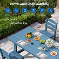 thumbnail image 3 of KINGYES 7-Piece Outdoor Dining Set, HDPE Patio Table and Chairs with Umbrella Hole, Blue, 3 of 12