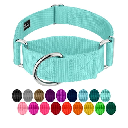 Country Brook Petz® 1 1/2 inch Light Cyan Martingale Heavyduty Nylon Dog Collar Large
