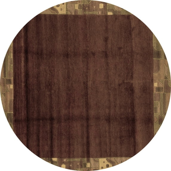 Ahgly Company Indoor Round Abstract Brown Modern Area Rugs, 3' Round
