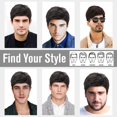 thumbnail image 3 of Peluca de hombre de pelo corto rizado y negro, peluca sintética natural de moda para uso diario y fiesta (negra), 3 of 5