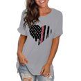 thumbnail image 2 of Outfmvch T-Shirts pour Femmes Manches Courtes Tendance Été Imprimé Col Rond Manches Courtes Blouse Imprimée Hauts Vêtements T-Shirt Hauts d'Été Gris TTG, 2 of 4