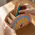 thumbnail image 3 of Wooden Storage Box Desk Organizer Pen Holder for Home Study Room, Decorative Desktop Stationery Caddy, Unique Gift for Students Back to Supplies C, 3 of 5