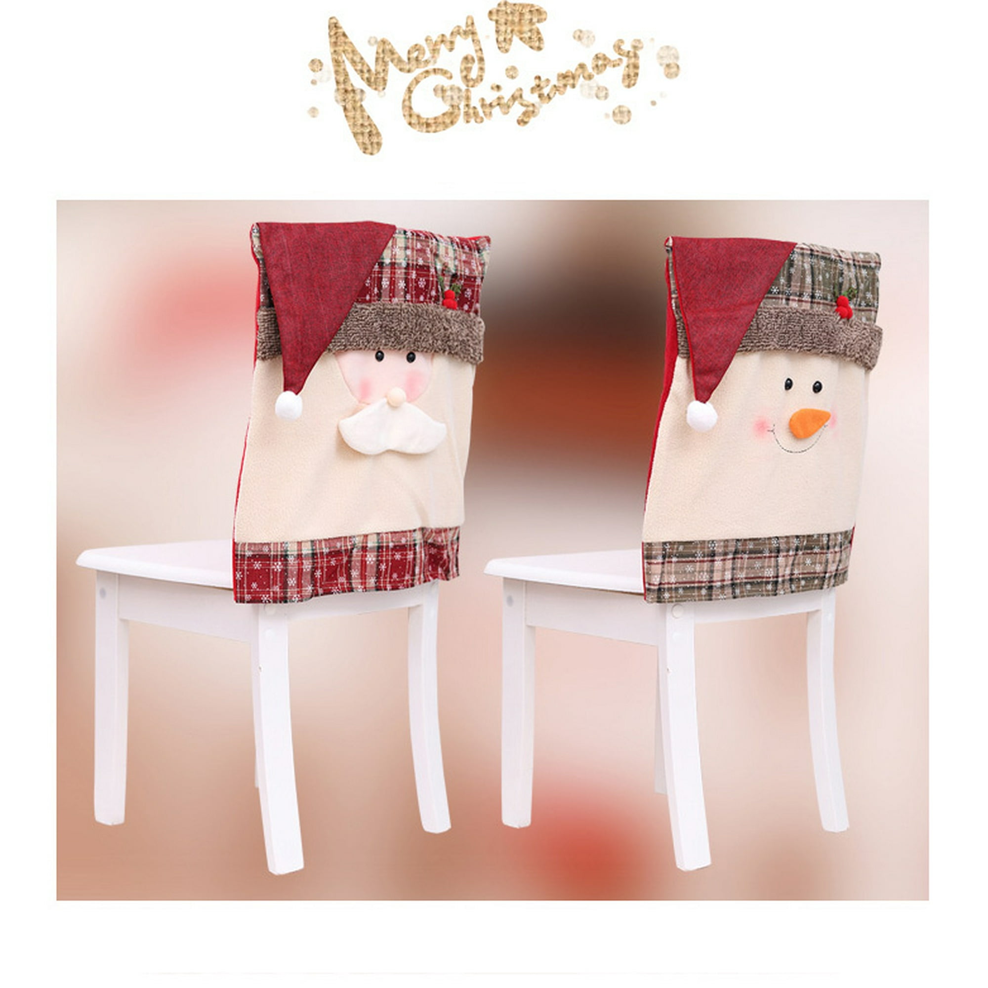 Christmas Chair Covers Dining Chair Covers Christmas Chair Back Cover Snowman Santa Claus Hat Slipcovers Decoration Walmart Canada
