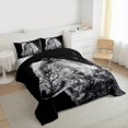 thumbnail image 3 of Homewish Jungle Animal Wolf Full Size Comforter Sets,Howling Wolves Bedding Comforter Set,Gray Black Bedding Sets For Boys Kids,Luxury Bedroom Decor Reversible,3 Pieces, 3 of 8
