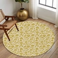 thumbnail image 3 of Round Area Rug 7 Ft, Yelllow Floral Washable Non-Slip Circle Carpet for Living Room/Bedroom, Vintage Rustic Plants Flowers Spring Low-Profile Large Runner Mat Collection Rugs for Indoor, 3 of 7