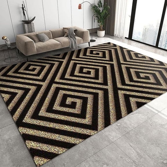 Nordic Light Luxury Washable Area Rug, Abstract Gold Powder Black Home Decor Rugs, Anti-Skid Soft Durable Carpet For Bedroom Kids Bedroom Bedside Living Room Indoor Entry 4 x 5ft