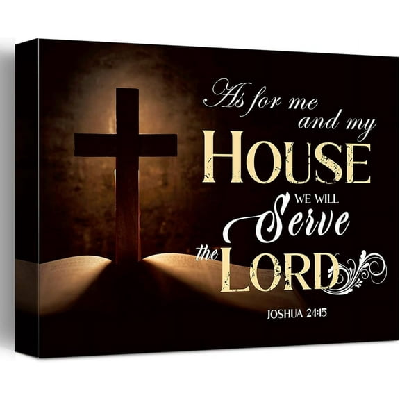 Christian Religious Canvas Wall Art,As for Me and My House We Will Serve the Lord Joshua 24:15 Bible Verses Canvas Poster Print Wall Decor,Scripture Home Office Bedroom Decoration