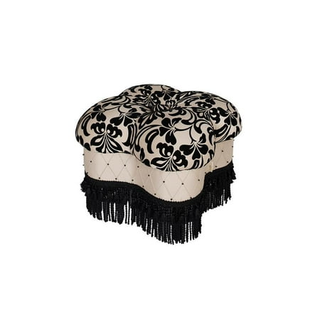 - Brika Home Hand Tufted Clover Ottoman in Black and Ivory