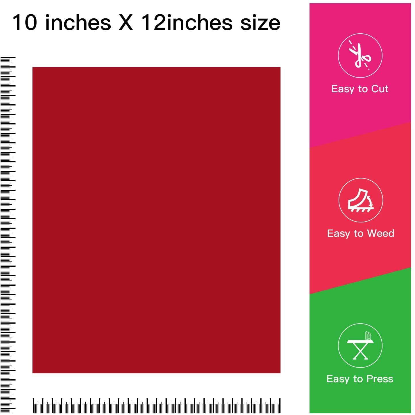 Iron On Vinyl for Cricut and Silhouette Many Kind of Colors Included Heat Transfer Vinyl Bundle 10 Inch x 10 Feet Each for DIY T-Shirts HTV Vinyl Bundle 