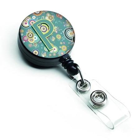 Carolines Treasures CJ2015-PBR Letter P Circle Circle Teal Initial Alphabet Retractable Badge Reel