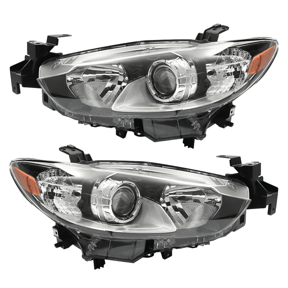 Top Gear Motors Headlight Assembly Pair for Mazda 6 2014–2017 Halogen Black Housing Clear Lens Left and Right