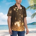 thumbnail image 3 of Daiia Gold butterfly glitter Print Hawaiian Shirt for Men Gentle Cotton Regular Short Sleeve Casual,Large, 3 of 7