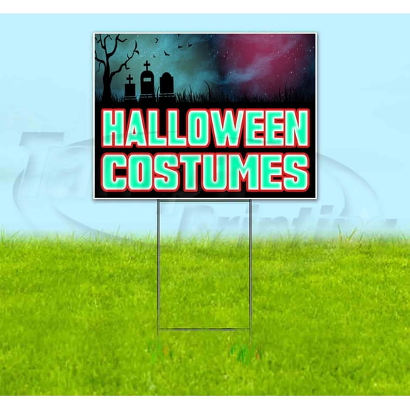 Halloween Costumes V6 Bold Teal (18" x 24") Yard Sign, Includes Metal Step Stake