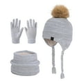 thumbnail image 2 of Girls Winter Hat with Ear Flaps Gloves Scarf Set, Warm Lined Hat Gloves Knit Neck Warmer for 4-10 Years Boys and Girls, 2 of 9