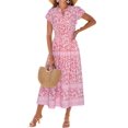 thumbnail image 1 of Vestido largo GRACE KARIN con estampado floral para verano, casual, rosa, XXL, 1 of 5