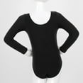 thumbnail image 7 of Runhomal Kids Girls Long Sleeves Round Neck Plain Ballet Dance Leotard Gymnastics Exercise Yoga Black 10, 7 of 7