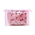 thumbnail image 1 of 3 unid/set bolsa de cosméticos de maquillaje de almacenamiento de plástico transparente reutilizable para niñas y mujeres (rosa), 1 of 2