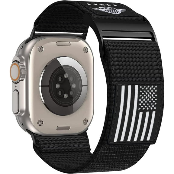 EIKODO-Rugged Nylon Band Compatible with Apple Watch Band 49mm 45mm 44mm 42mm,Soft Sport Loop Adjustable Wristbands Replacement Strap for Apple Watch Ultra iWatch Series 9/8/7/SE/6/5/4/3/2/1,USA Flag