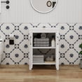 thumbnail image 4 of FULLWATT 24 Inches Bathroom Vanity in White Finish with Square Ceramic Vessel Sink, Single Bathroom Vanity with Top, 2-Door Cabinet, 4 of 13