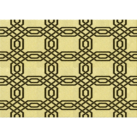 Ahgly Company Indoor Rectangle Patterned Mustard Yellow Area Rugs, 7' x 10'