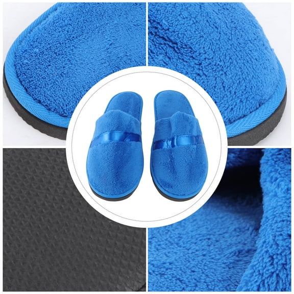 OULII Thick Warm House Slippers for Women Indoor Blue 1 Pair