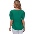 thumbnail image 2 of Blusa Casual de Manga abullonada para Mujer con Abertura en la Espalda Verde sólido G Verde sólido G Xishao ropa, 2 of 2