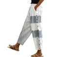 thumbnail image 2 of Women's Casual Pants Women'S Solid Color Striped Buttoned Cropped Trousers,White Women's Casual Pants S, 2 of 4