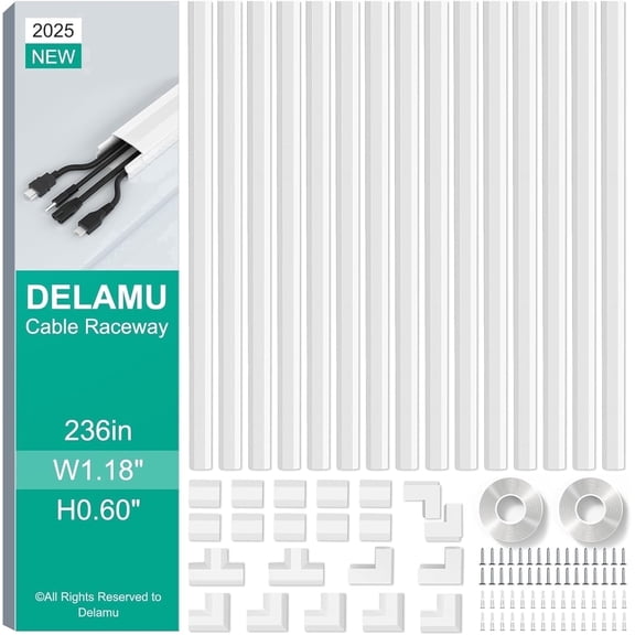 LazySpin Cord Hider for Wall, 236in Total TV Cord Covers for 3-4 Wires, 15 Pack L15.7" W1.18" H0.6", White