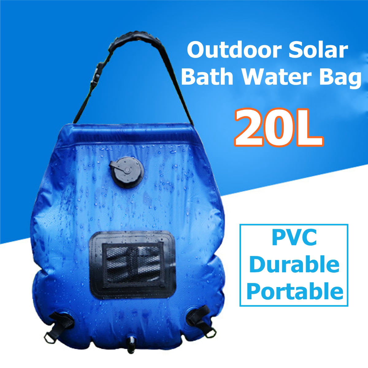20L Portable Outdoor Travel Shower Heating Pipe Bag Solar Powered Water Heater 