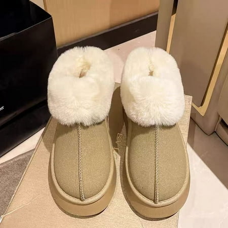 

HHH Fleece Lined Padded Warm Keeping Snow Boots for Women 2024 Winter New Platform Low Cut Short Tube Slip-on Size 43 Cotton Shoes