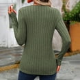 thumbnail image 4 of mihongmao Fashion Fall Clothes for Women Fashion Women's Solid Color Knitted Round Neck Pullover Long Sleeved Top, Army Green XXL, 4 of 7