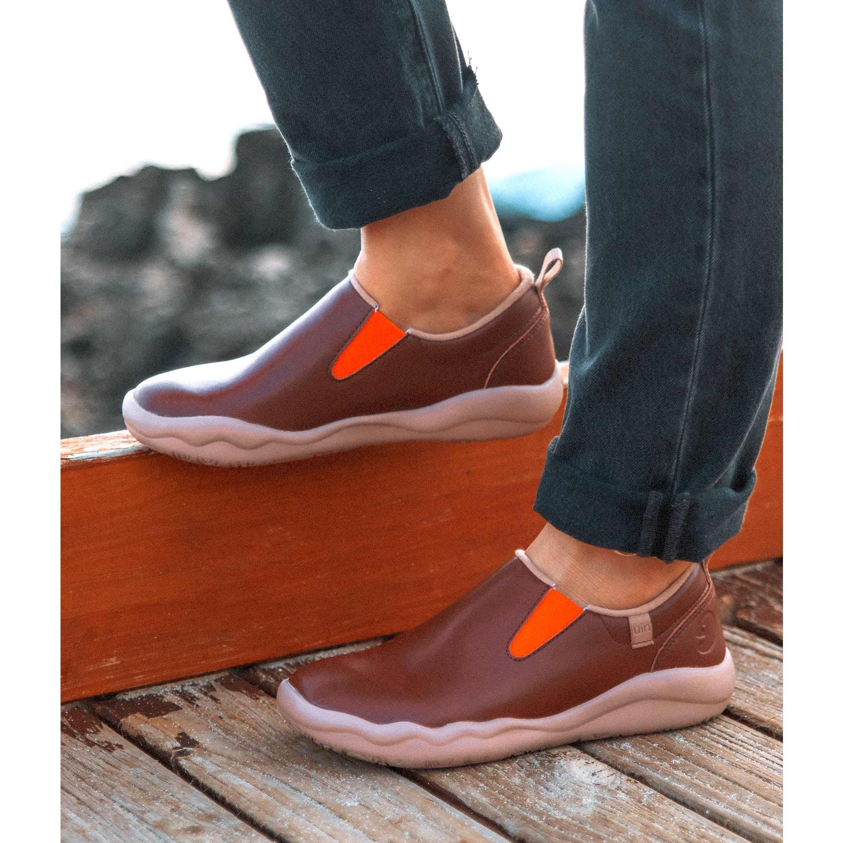 Men\'s Size 12.5 UIN Cuenca Burgundy Slip On Shoes Leather Comfort Burgundy Leather Barefoot Slip-on Shoes: Handmade Zero Drop  main image 4