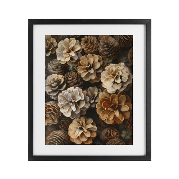 Stupell Industries Farmhouse Pinecone Arrangement Rustic Botanicals Black Framed Print Under Glass, 13 x 16, by Creative Studio