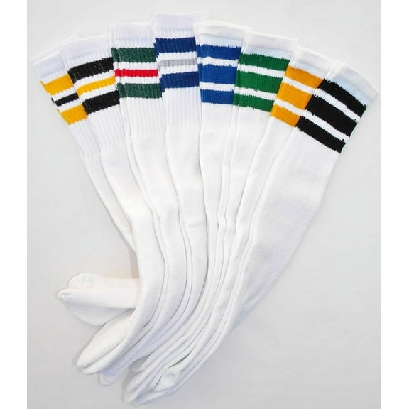 8pk classic old school White Striped Tube Socks