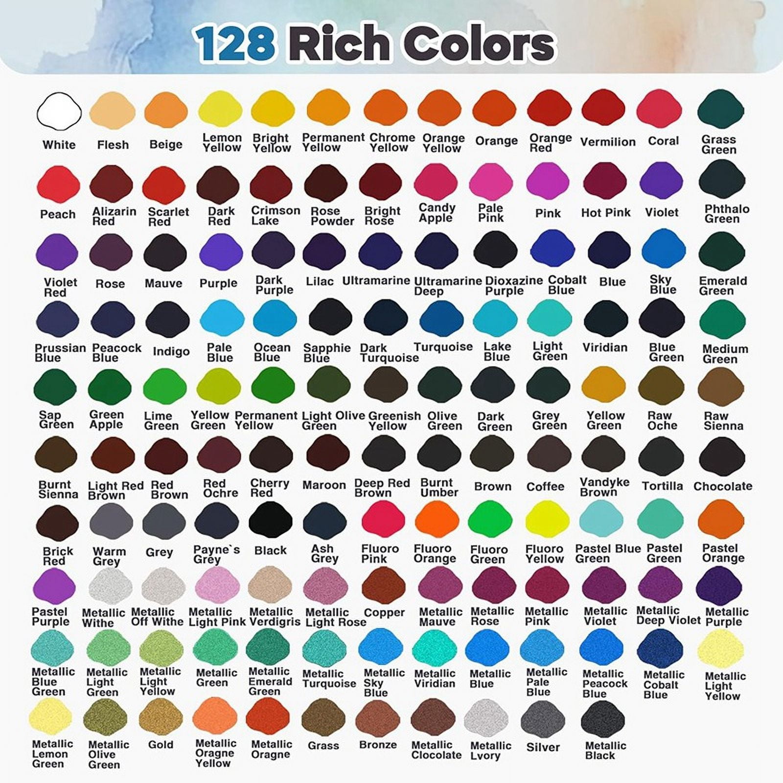 Watercolor Paint Set, 128 Colors Paint with Water Brush Pens