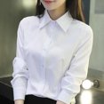 thumbnail image 6 of Joernso Women Shirt Lapel Short Sleeve Buttons Placket Shirt Tops Solid Color Slim Fit Office Business Shirt Workwear, 6 of 8