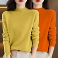 thumbnail image 1 of Chandail à Col Rond pour Femmes, Automne et Hiver, 2 Pcs, Couleur Unie, Doux et Confortable, 1 of 4