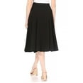 thumbnail image 3 of Moa Collection Women's Solid Flared Lightweight Elastic High Waist Long Midi A-line Skirt, 3 of 6