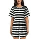 thumbnail image 1 of Fotbe Black And White Stripes Conjunto de Pijama Estampado para Mujer, 2 Piezas, Ropa de Dormir con Camiseta de Manga Corta y Shorts Suaves-Medium, 1 of 6
