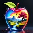 thumbnail image 1 of Art Colorful Surreal Apple-Inspired Landscape Rhinestone 5D  Embroidery Kit Home Decor,30*30cm, frame not included., 1 of 5