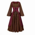 thumbnail image 1 of Bocqde Costumes d'Halloween pour Femmes Mode Manches Évasées Fluides Encolure Carrée Robe Gothique Dames Élégante Vintage à Lacets Ligne A Évasée Robes Médiévales Renaissance, 1 of 3