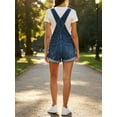 thumbnail image 4 of Womens Overalls Shorts Denim Bib Straps Shorts Casual Solid Color Rompers Jumpsuits With Pockets Pants, 4 of 7