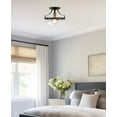 thumbnail image 5 of Kira Home Zurich 12" Rustic Farmhouse Semi-Flush Mount Ceiling Light + Glass Shade, Warm Brass Accents, Black Finish, 5 of 8