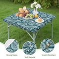 thumbnail image 4 of Teal Paisley Pattern Square Fitted Tablecloth with Elastic Edge,Square Table Cover,Washable Elastic Table Cover for Home Kitchen Party Decor 34"x34", 4 of 6