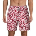 thumbnail image 3 of Uemuo Red Flowers Pattern Mens Swim Trunks Quick Dry Board Shorts with Mesh Lining, Stretch Beach Shorts Quick Dry No-Chafing Board Shorts-Medium, 3 of 9