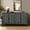 Antique Black, variant on Antique Style Buffet Sideboard - 60" Living Room Cabinet With 4 Unique Pattern Doors 2 Shelves, And Stable Console Table Finish For Entrance Doors, Adjustable Build