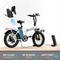 thumbnail image 4 of Foldable Electric Bike for Adults, 983W Peak Motor, 70 Miles Max Range, 20Mph, 48V Removable Battery, 20" Fat Tire Ebike with Shimano 7-Speed, 4 of 12