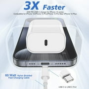 Wall Charger Compatible with iPhone 15 16 17 Charger Fast Charging,20W USB C Charger Block with 60W 6FT USB C Braided Cord Compatible for iPhone 17 Pro 16 15 Pro Max/Pro/Plus/iPad Pro/Air Case