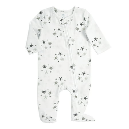 aden + anais, long sleeve zipper one-piece, star cluster, 0-3m
